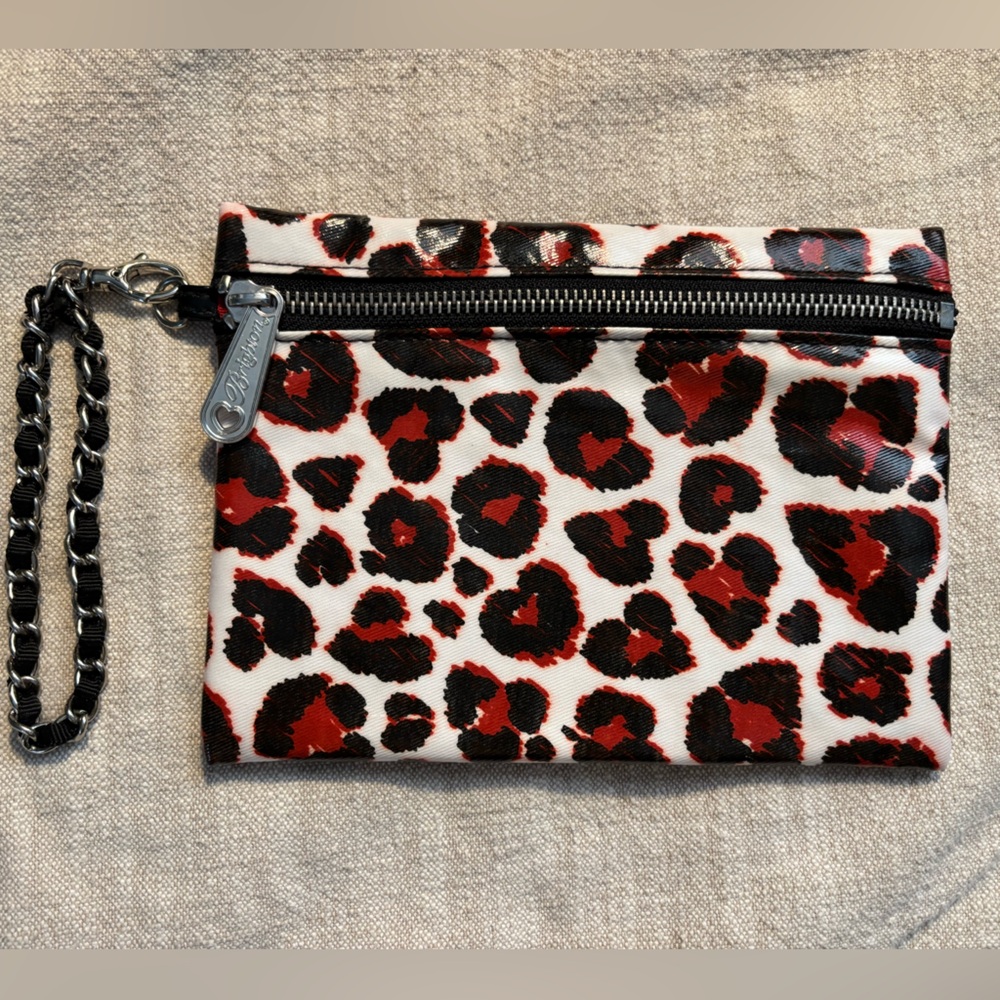 Brighton Red and Black Heart Leopard Print Cosmetic Bag